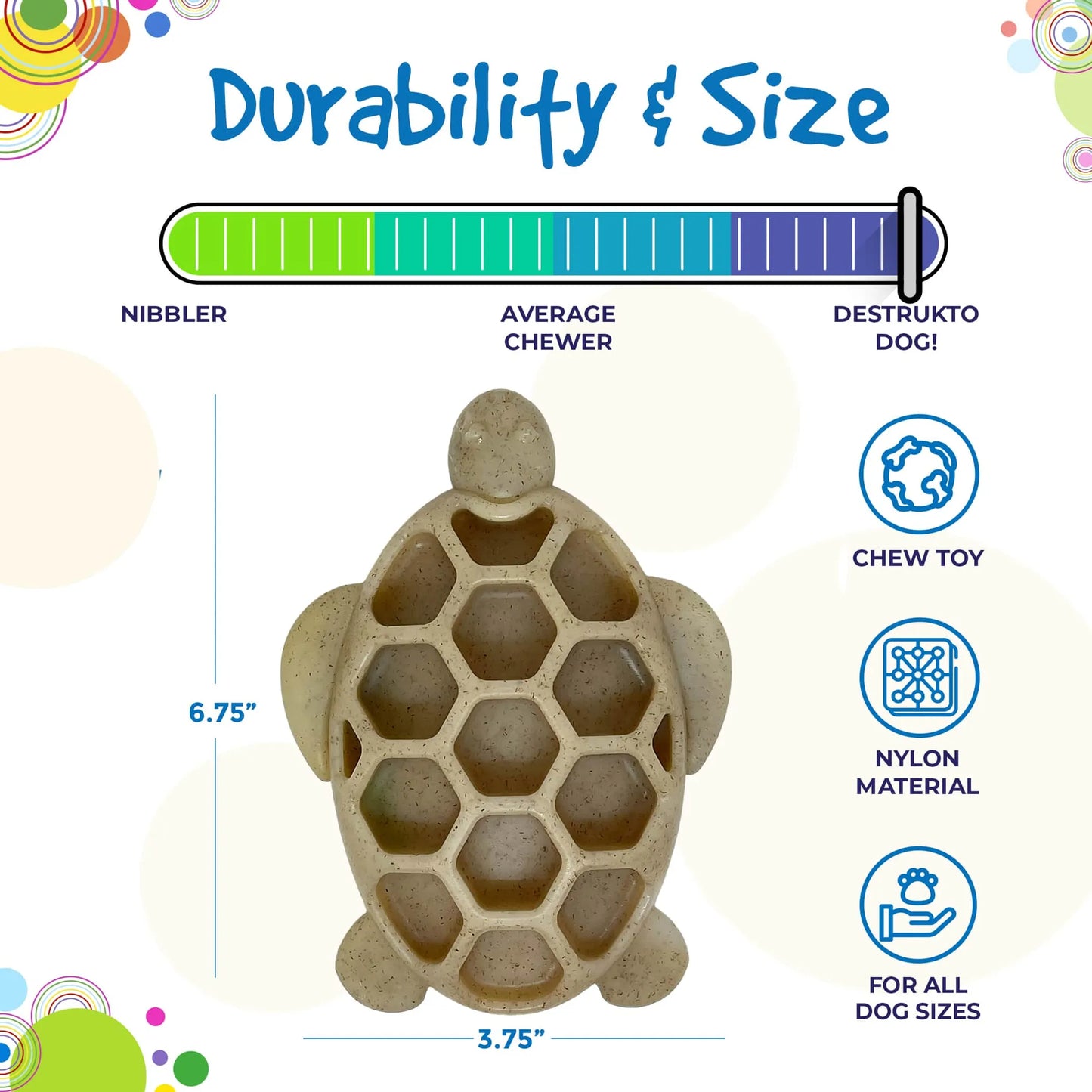 Turtle Nylon Chew Toy - Ultra-Durable Enrichment Toy