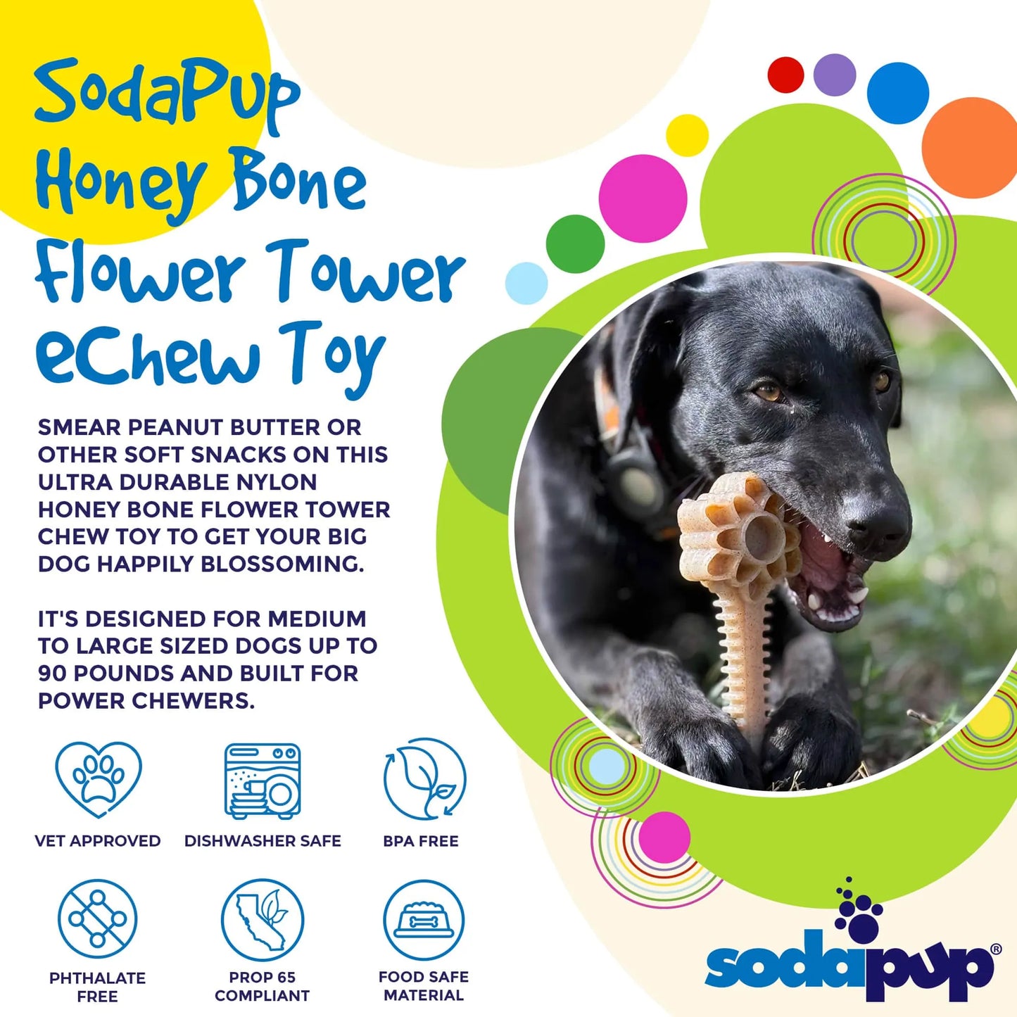 Honey Bone Dental Flower Tower - Indestructible Nylon Dog Chew Toy